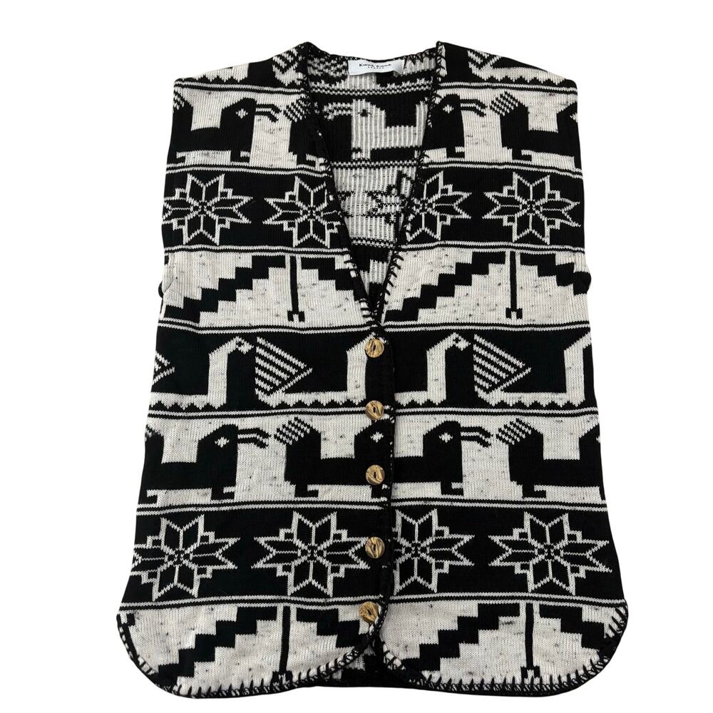 Knock Knock London Stylized Birds Folk Aztec Navajo Tribal Sweater Vest One Size
